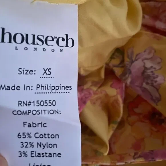 House of CB Maxi Dress Sz XS Yellow Floral Felizia Butter Print Puff Selene NEW